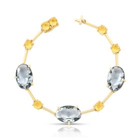 Imagem do produto Pulseira Maleável com Cristais Fumê e Citrino 6X4MM e 8MM Folheado a Ouro 18K