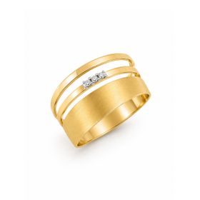 Imagem do produto Anel 3 Aros Lisos e Fosco com Detalhe em Ouro Branco de Ouro 18K
