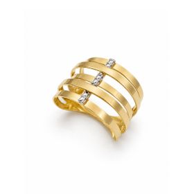 Imagem do produto Anel 5 Fios Fosco com Detalhe Ouro Branco em Ouro 18K