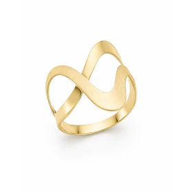 Imagem do produto Anel Aro 2 Ondas Entrelaçadas Fosco e Liso em Ouro 18K