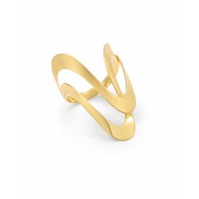 Imagem do produto Anel Aro 2 Ondas Fosco e Liso em Ouro 18K