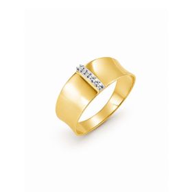 Imagem do produto Anel Aro Liso Abaluado com Detalhe Fileira de Ouro Branco em Ouro 18K