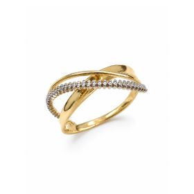 Imagem do produto Anel de Dois Aros Cruzados X com Detalhes Ouro Branco em Ouro 18K