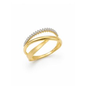 Imagem do produto Anel Dois Aros Cruzados Fosco e Liso com Detalhes Ouro Branco em Ouro 18K
