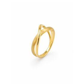 Imagem do produto Anel em X Aro Cruzado Fosco e Liso Folheado a Ouro 18K