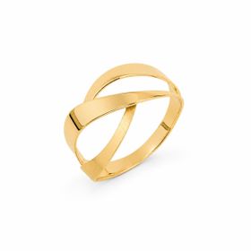 Imagem do produto Anel Slim de 3 Aros Entrelaçados Fosco e Liso em Ouro 18K