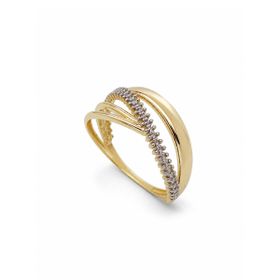 Imagem do produto Anel Slim de Três Aros Transpassados com Fileira de Ouro Branco em Ouro 18K