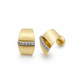 Imagem do produto Brinco Liso Ear Cuff com Detalhes Ouro Branco em Ouro 18K