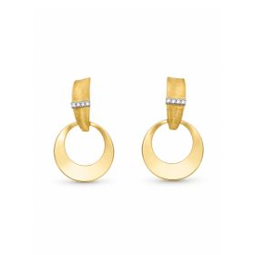 Imagem do produto Brinco Chapa com Côncavo Redondo Fosco com Detalhe Ouro Branco em Ouro 18K