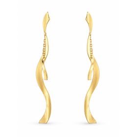 Imagem do produto Brinco Fosco Pêndulo Longo Fios Ondulados em Ouro 18K