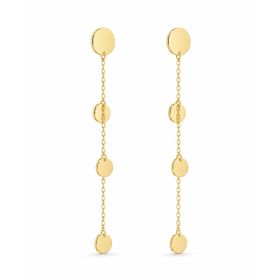 Imagem do produto Brinco Fio Longo com Medalhas Lisas em Ouro 18K