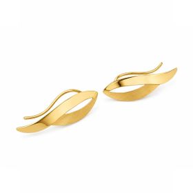 Imagem do produto Brinco Earcuff Folhas Ondulado Slim Fosco e Liso em Ouro 18K