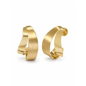 Imagem do produto Brinco Meia Argola Fita Dupla Fosco e Liso em Ouro 18K