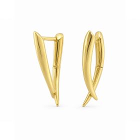 Imagem do produto Brinco Argola de Click com Garras Cruzadas em V Liso em Ouro 18K