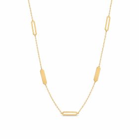 Imagem do produto Colar com Placas Retas Retangular Vazado Fosco e Liso em Ouro 18K
