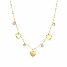 Imagem do produto Colar Corações Liso Vazado e em Ouro Branco Ouro 18K