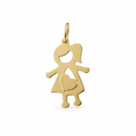 Imagem do produto Pingente Menina Fosco com Coração em Ouro 18K