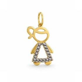 Imagem do produto Pingente Menina Vazado com Detalhes em Ouro Branco em Ouro 18K