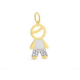 Imagem do produto Pingente Menino Vazado com Detalhes em Ouro Branco em Ouro 18K