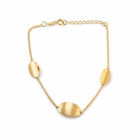 Imagem do produto Pulseira com Medalhas Ovais Liso e Fosco em Ouro 18K