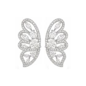 Imagem do produto Brinco Moissanite Asa de Borboleta com Navetes 3X4MM e Cravação em Prata 925