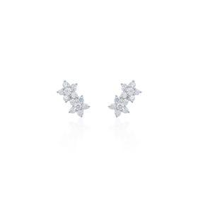 Imagem do produto Brinco Duas Flores de Zircônia 2MM em Prata 925