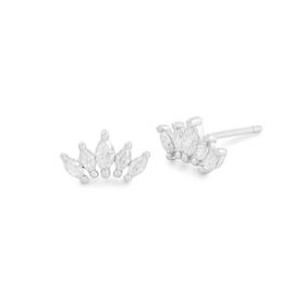 Imagem do produto Brinco Moissanite Coroa de 5 Navetes 2MM em Prata 925