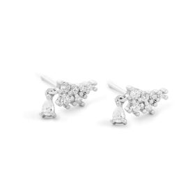 Imagem do produto Brinco Moissanite Ear Cuff Cluster com Pingente de Gota 1.6MM em Prata 925