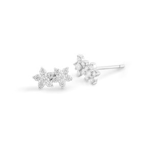 Imagem do produto Brinco Moissanite Ear Cuff de Duas Flores Cravejadas 1.5MM em Prata 925