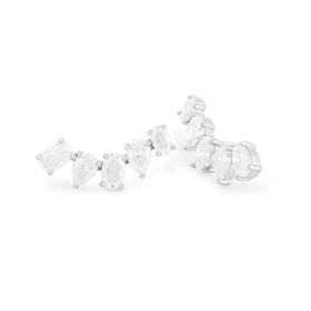 Imagem do produto Brinco Moissanite Ear Cuff Ondulado de Gotas e Ovais 4MM em Prata 925