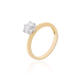 Imagem do produto Anel Moissanite Solitário Ponto de Luz 6,5MM em Prata 925 Folheado a Ouro 18K