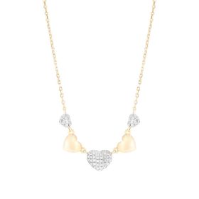Imagem do produto Colar Moissanite Cinco Corações Intercalados Lisos e Cravejados em Prata 925 Folheado a Ouro 18K