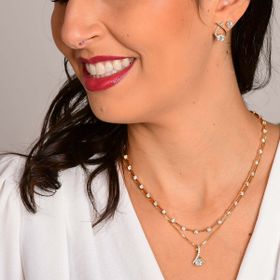 Imagem do produto Colar Moissanite Ponto de Luz 6mm e Cravação no Aro em Prata 925 Folheado a Ouro 18K