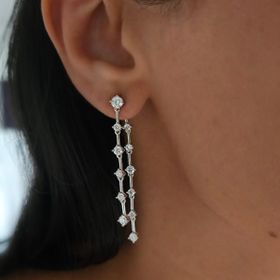 Imagem do produto Brinco Pontos de Luz 2,5MM Moissanite Pendentes Fio Faca em Prata 925