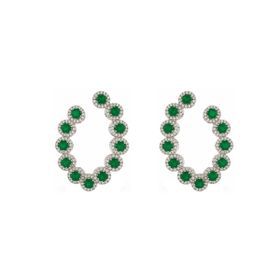Imagem do produto Brincos Ear Cuff em Espiral de Cristais Esmeralda com Cravação de Zircônia em Prata 925