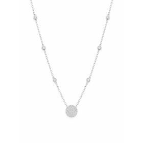 Imagem do produto Colar com Medalha Redonda Pavê e Pontos de Luz Caixa Inglesa Zircônia em Prata 925