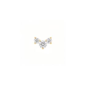 Imagem do produto Brinco Moissanite 2MM Piercing Cluster de 3 Pedras em Prata 925 Folheado a Ouro 18K