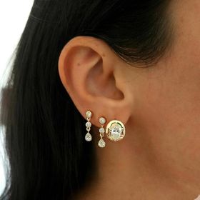 Imagem do produto Brinco Moissanite Gota e Pontos de Luz Cascata em Prata 925 Folheado a Ouro 18K