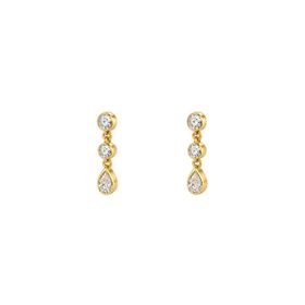 Imagem do produto Brinco Moissanite Gota e Pontos de Luz Cascata em Prata 925 Folheado a Ouro 18K