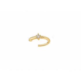 Imagem do produto Brinco Piercing Liso com Ponto de Luz Solitário Zircônia em Prata 925 Folheado a Ouro 18K