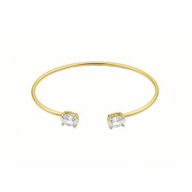 Imagem do produto Pulseira Bracelete Rígido com Moissanite Oval 6X8MM nas Duas Pontas em Prata 925 Folheado a Ouro 18K
