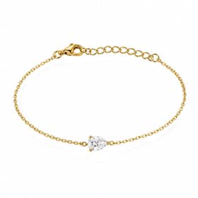 Imagem do produto Pulseira Solitaria Gota de Moissanite 5MM 3 Garras em Prata 925 Folheado a Ouro 18K