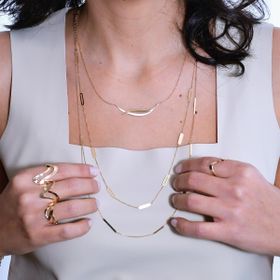 Imagem do produto Colar com Placas Retas Retangular Vazado Fosco e Liso em Ouro 18K
