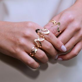Imagem do produto Anel Aro 2 Ondas Fosco e Liso em Ouro 18K