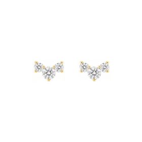 Imagem do produto Brinco Moissanite 2MM Piercing Cluster de 3 Pedras em Prata 925 Folheado a Ouro 18K