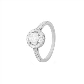 Imagem do produto Anel Moissanite Solitário 5MM Halo e Cravação no Aro em Prata 925