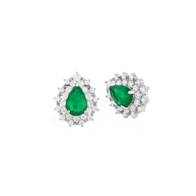 Imagem do produto Brinco Moissanite com Gota Cristal Esmeralda e Cravação Princesa na Volta em Prata 925