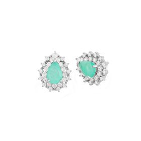 Imagem do produto Brinco Ocean Moissanite com Gota Cristal Paraíba e Cravação Princesa na Volta em Prata 925