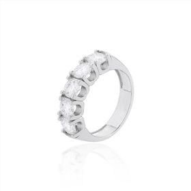 Imagem do produto Anel Moissanite 5MM Meia Aliança 5 Cristais em Prata 925