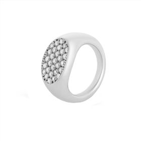 Imagem do produto Anel Moissanite Aro Abaluado com Pavê em Prata 925